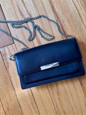 Michael Kors Black Crossbody Bag with Silver Chain